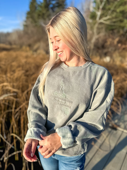 Newfoundland & Labrador Embroidered Crewneck | Canadian Province Sweater Crewnecks Grey Grey_Newfoundland_Labrador_Embroidered_Crewneck