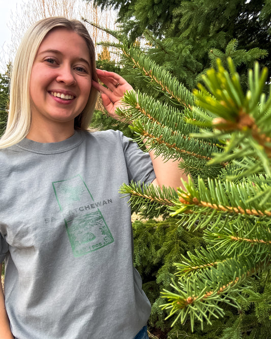Saskatchewan Graphic T-Shirt | Canadian Province Tee T-Shirt Grey Grey_Saskatchewan_Graphic_Tee