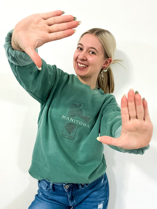 Manitoba Embroidered Crewneck | Canadian Province Sweater Crewnecks Seafoam Seafoam_Manitoba_Embroidered_Crewneck
