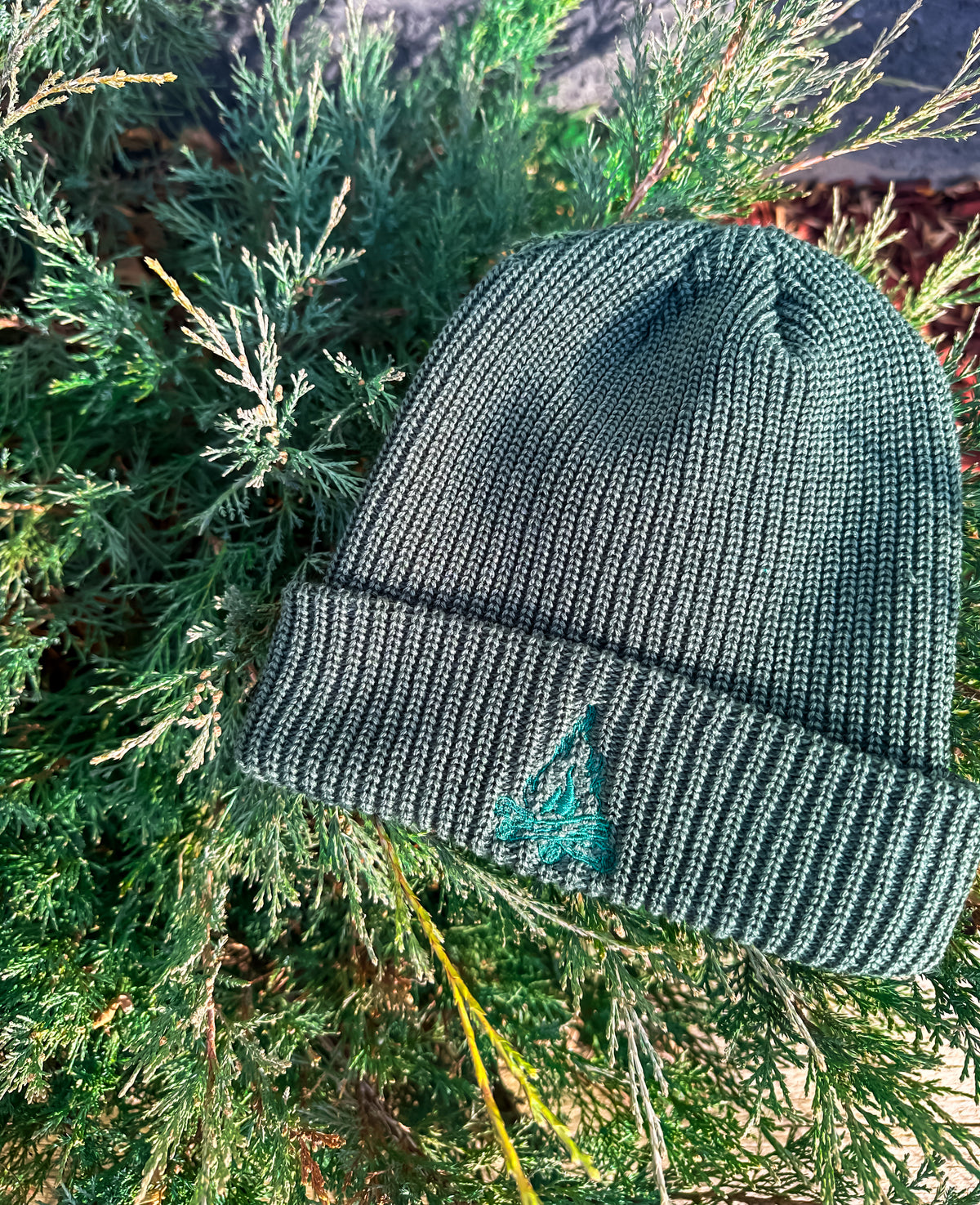 Campfire Embroidered Beanie | Cozy Knit Hat Hats Alphine Green Alphine_Green_Woven_Acrylic_Campfire_Beanie