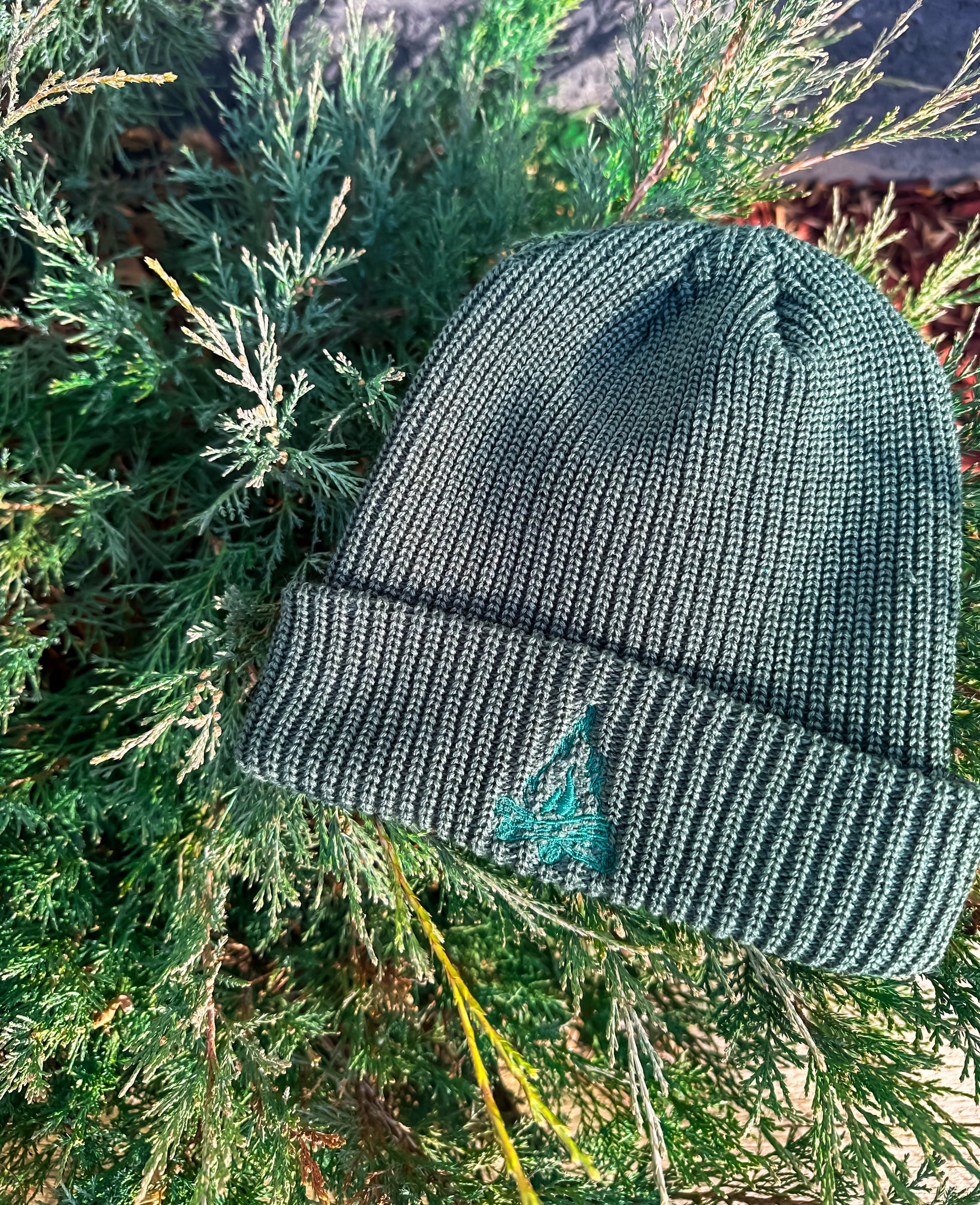 Campfire Embroidered Beanie | Cozy Knit Hat Hats Alphine Green Alphine_Green_Woven_Acrylic_Campfire_Beanie