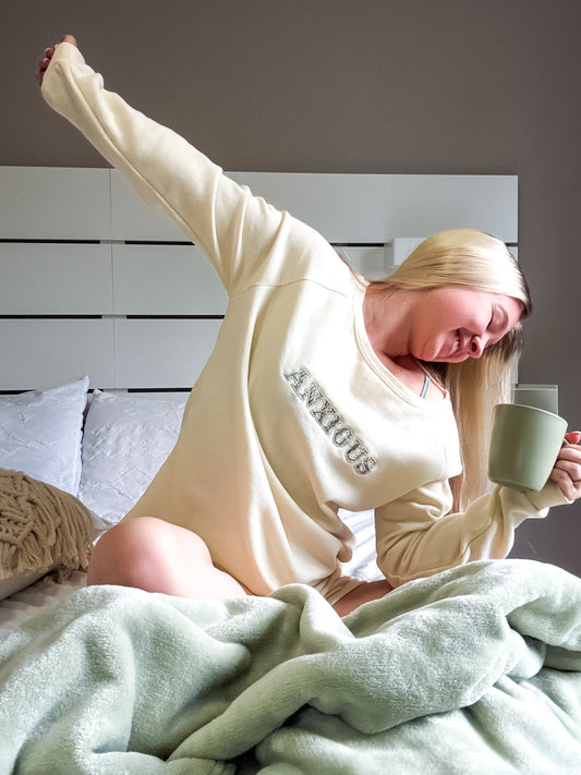 Anxious Crewneck | Cozy Matching Set Top Crewnecks Bone_Anxious_Loungewear_Crewneck