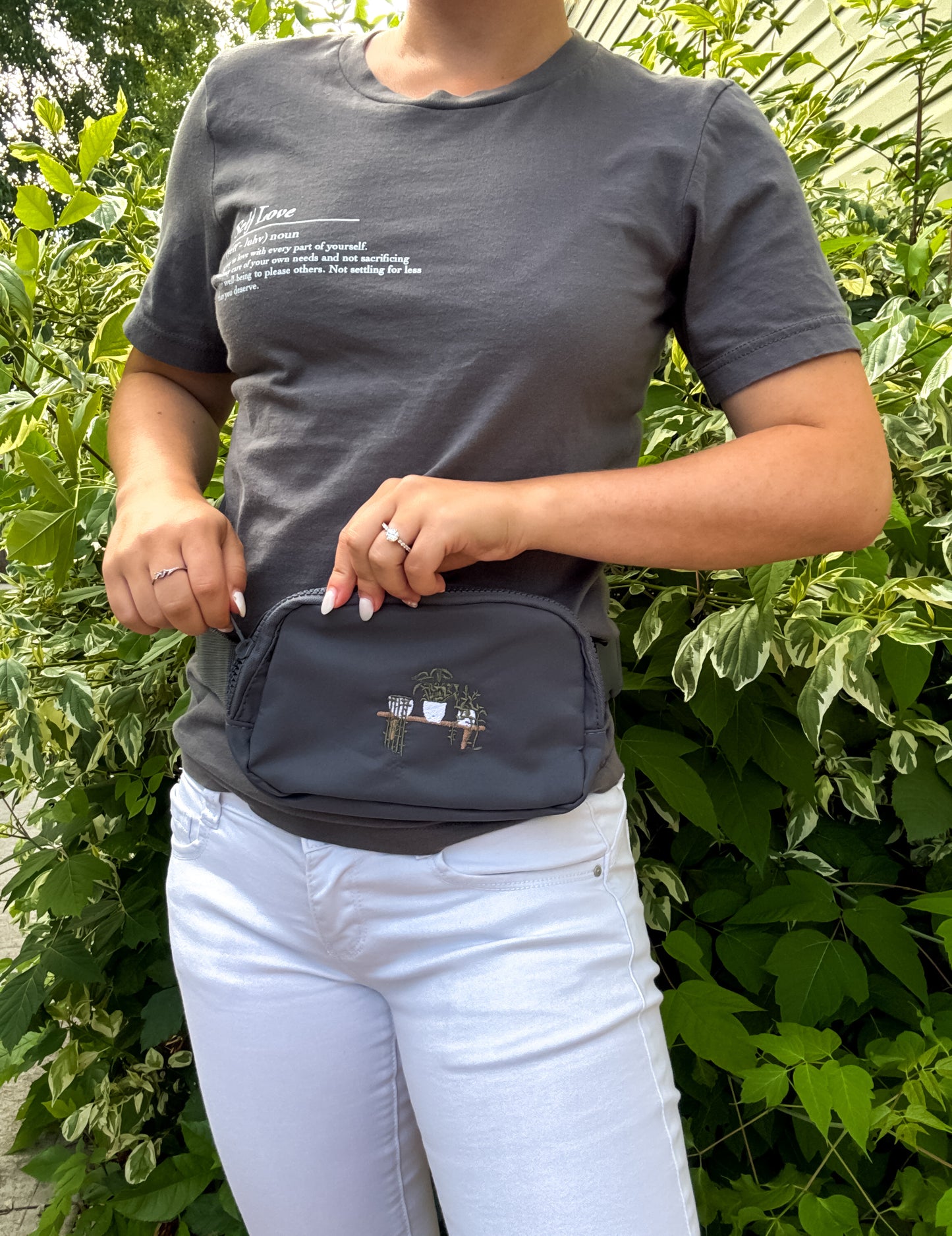 Botanical Belt Bag | Embroidered Hands-Free Crossbody Belt Bag Bag Cement Cement_Embroidered_Botanical_Cross_Body_Bag