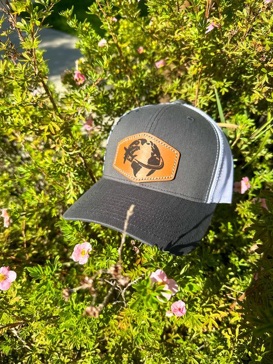 The Flight Leather Patch SnapBack | Adjustable Unisex Hat Charcoal Charcoal_Flight_Leather_Patch_SnapBack_Hat