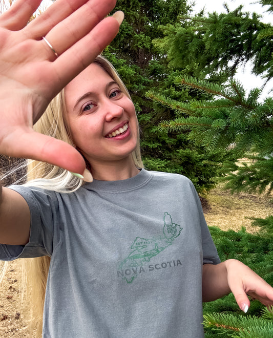 Nova Scotia Graphic T-Shirt | Canadian Province Tee T-Shirt Grey Grey_Nova_Scotia_Graphic_Tee