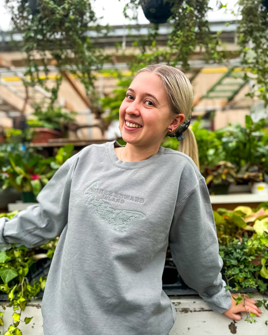 Prince Edward Island Embroidered Crewneck | Canadian Province Sweater Crewnecks Grey Grey_Prince_Edward_Island_Embroidered_Crewneck
