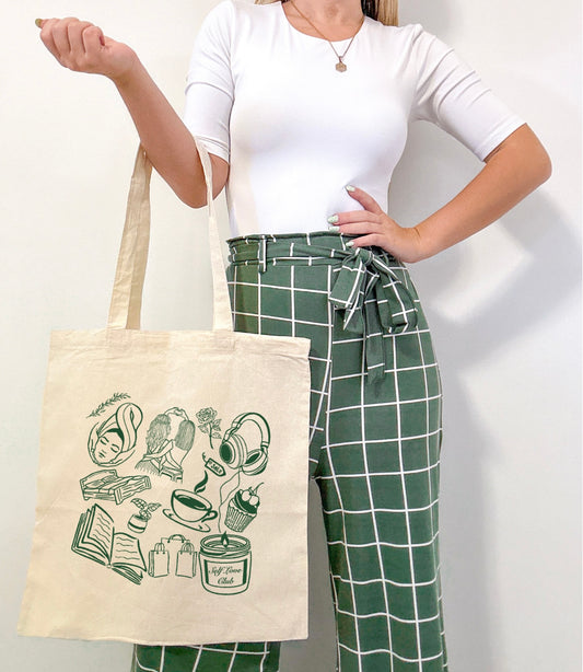 Self Love Doodles Canvas Tote Bag | Aesthetic Reusable Shopper Canvas IMG-4842