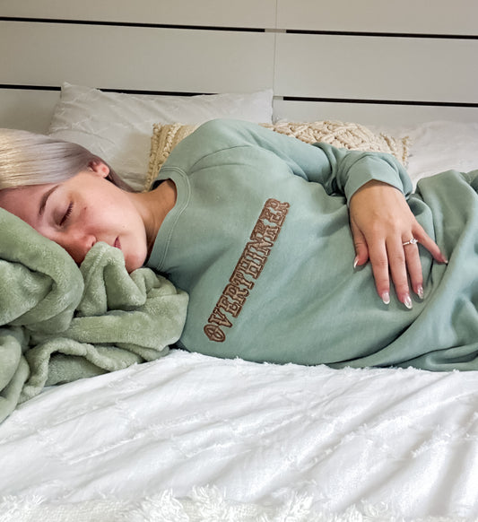 Overthinker Crewneck | Cozy Matching Set Top Sage_Overthinker_Soft_Embroidered_Sweatshirt