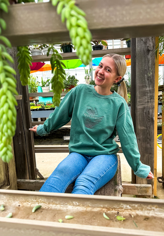Quebec Embroidered Crewneck | Canadian Province Sweater Crewnecks Seafoam Seafoam_Quebec_Embroidered_Crewneck