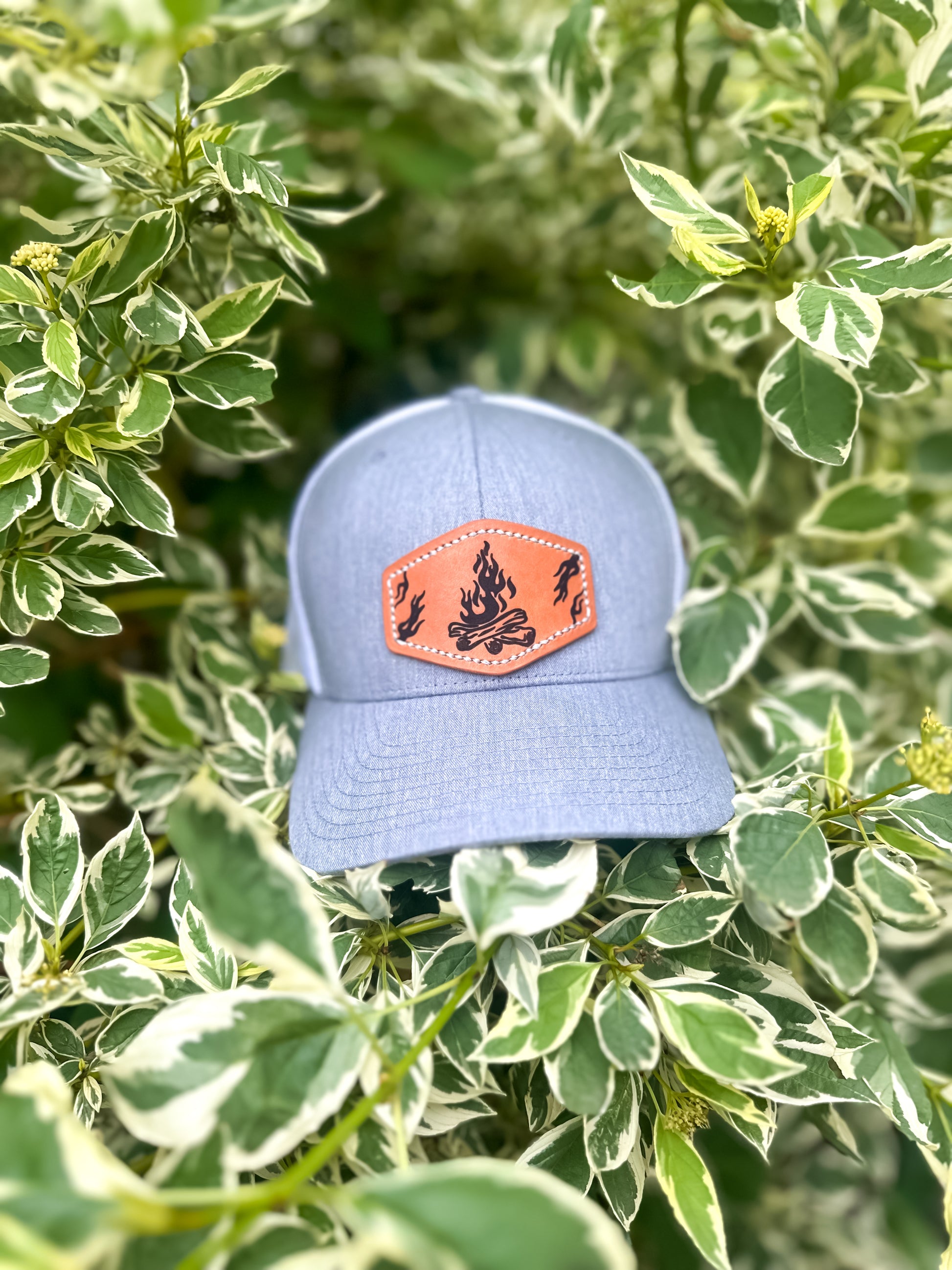 Campfire Leather Patch SnapBack | Adjustable Unisex Hat Sport Grey Sport_Grey_Campfire_Leather_Patch_SnapBack_Hat