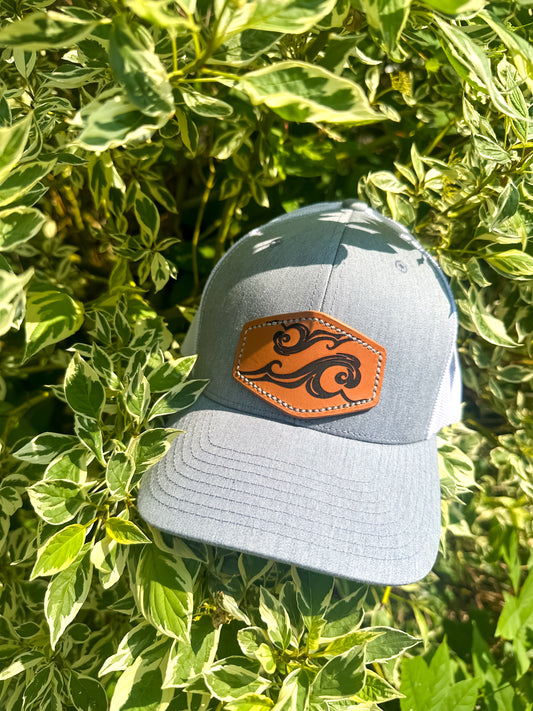 Waves Leather Patch SnapBack | Adjustable Unisex Hat Sport Grey Sport_Grey_Wave_Leather_Patch_SnapBack_Hat